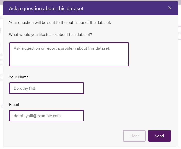 Ask a question about this dataset window shown