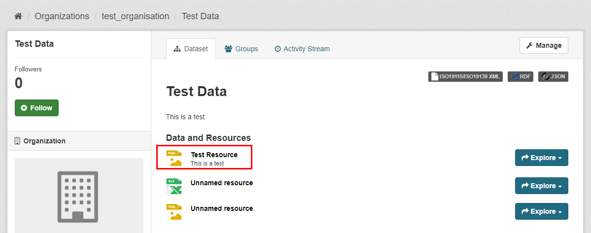 on the dataset page the data custodian has selected a dataset resource